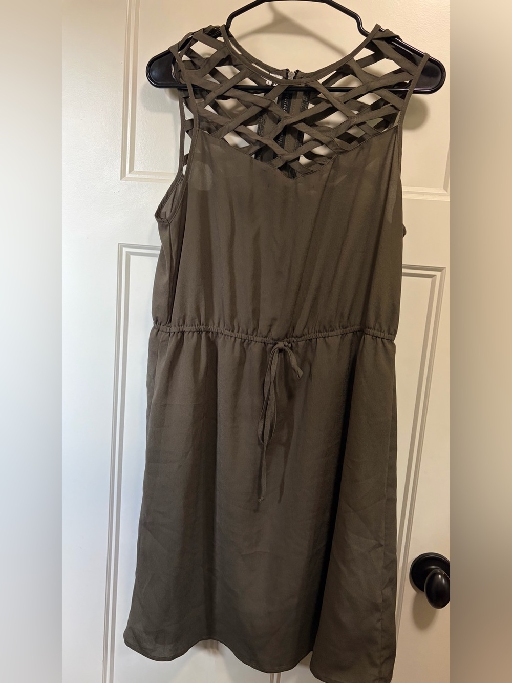 Studio Y Olive Sleeveless Dress with Lattice Back